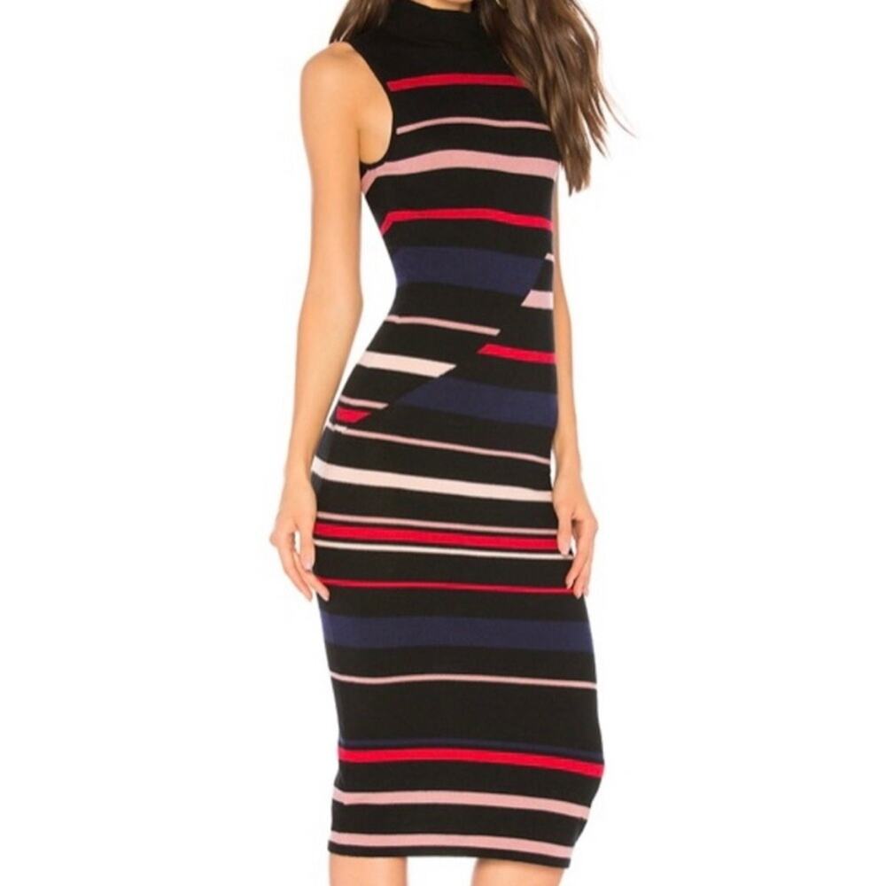 GUC BCBGeneration Sleeveless Multicolored Striped Midi Sweater Dress. Size M.